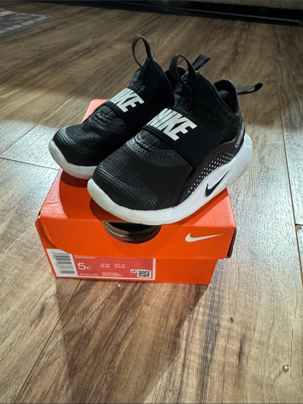 Nike Black and White Kids Slip-On Sneakers
